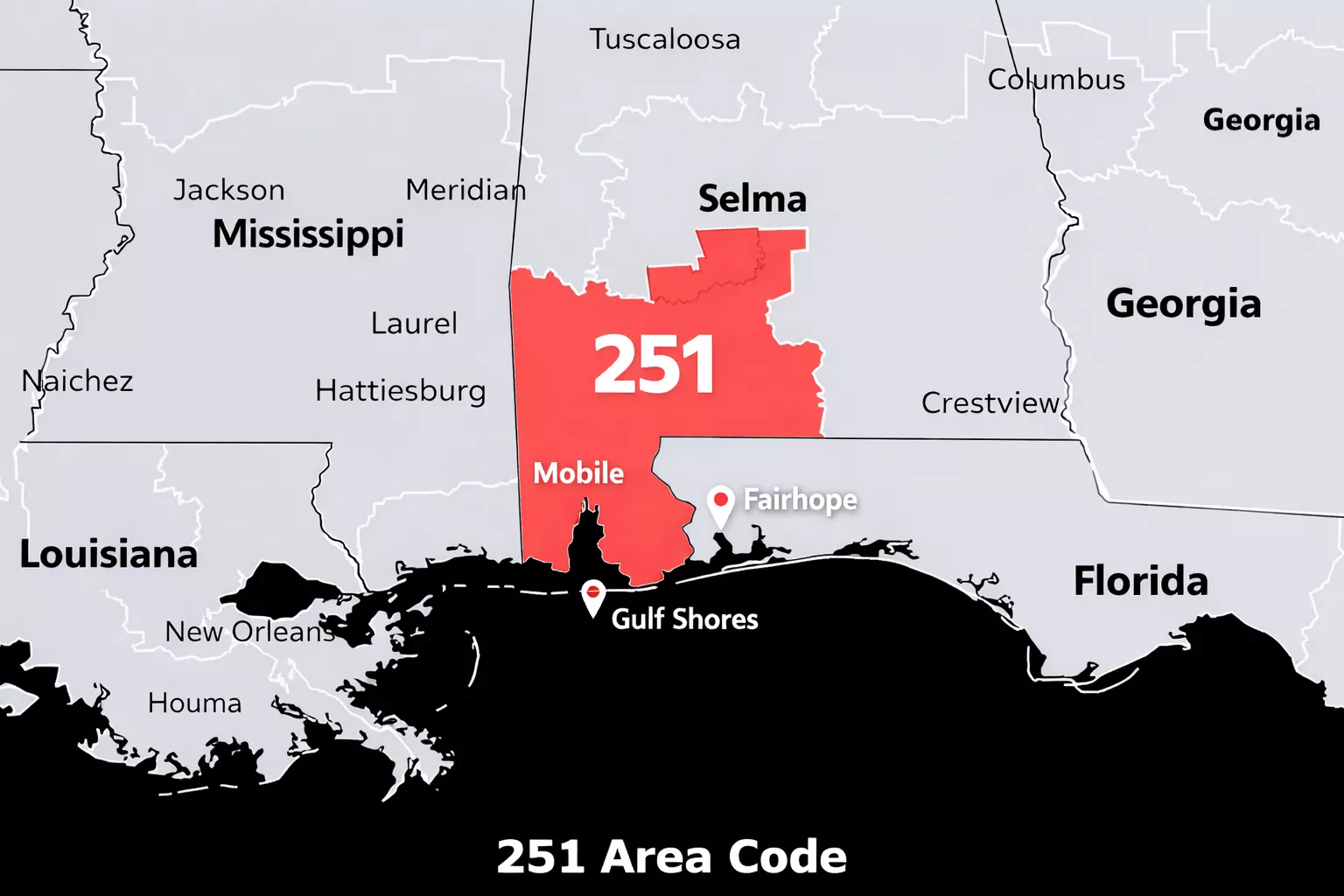 Alabama 251 area code
