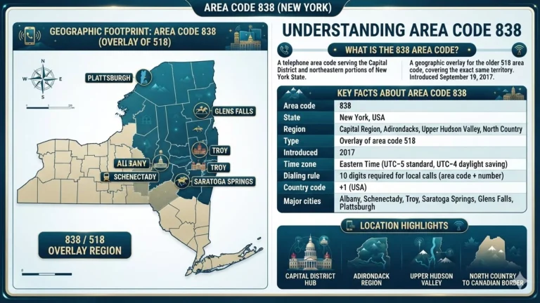 838 area code